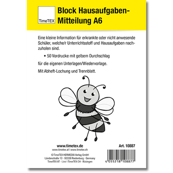 Block Hausaufgaben-Mitteilung A6