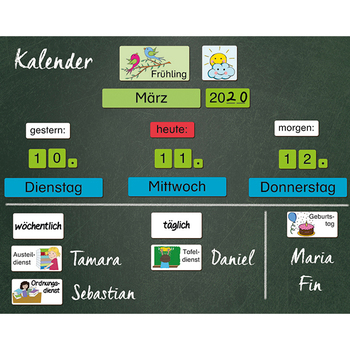 Magnetischer Kalender mit Klassendiensten, 76-tlg.