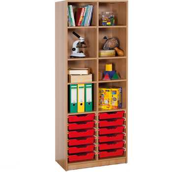 Offenes Regal mit 12 flachen ErgoTray Boxen