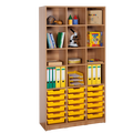 Offenes Regal mit 18 flachen ErgoTray Boxen