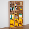 Offenes Regal mit 18 flachen ErgoTray Boxen